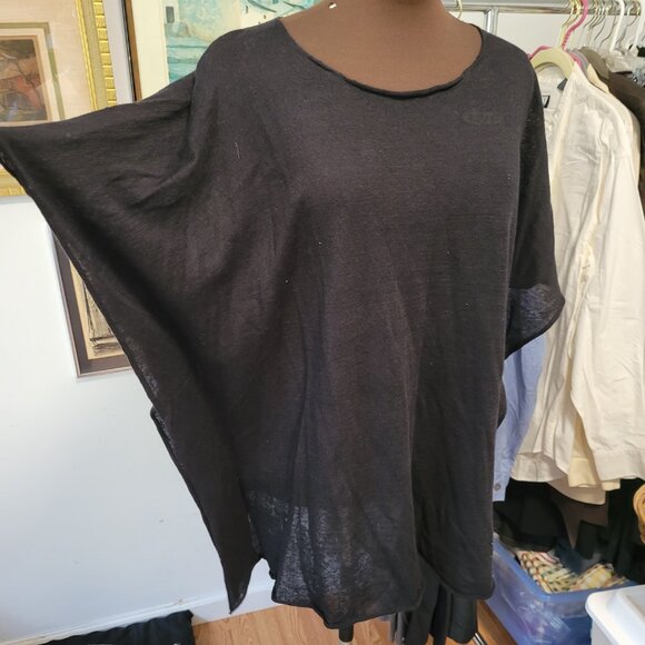 Eskandar Original Black Lightweight Linen/Cotton Blend Knit Top - Picture 3 of 5